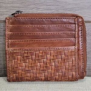 Vilenca Holland Basket Weave Cognac‎ Leather Wallet Unisex